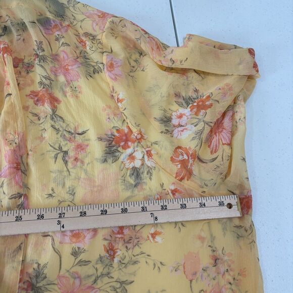 American Eagle NWT Women Floral Kimono Yellow OS Flowy Lightweight Boho Sheer - Picture 7 of 10
